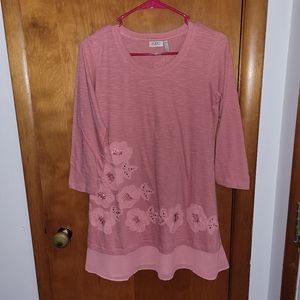 LOGO Coral Floral Tunic Top